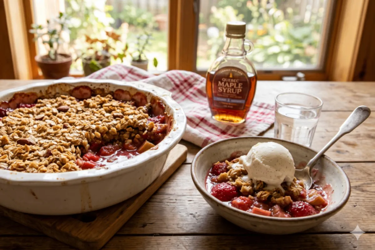 Crumble Rhubarbe et fraises