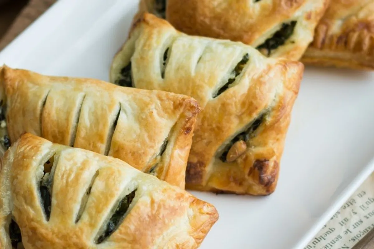 Fresh goat cheese and spinach turnovers